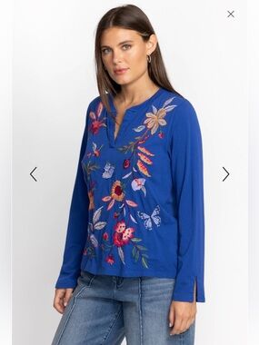 Johnny Was Sandra Split-Jersey Tee NWT Sz XL